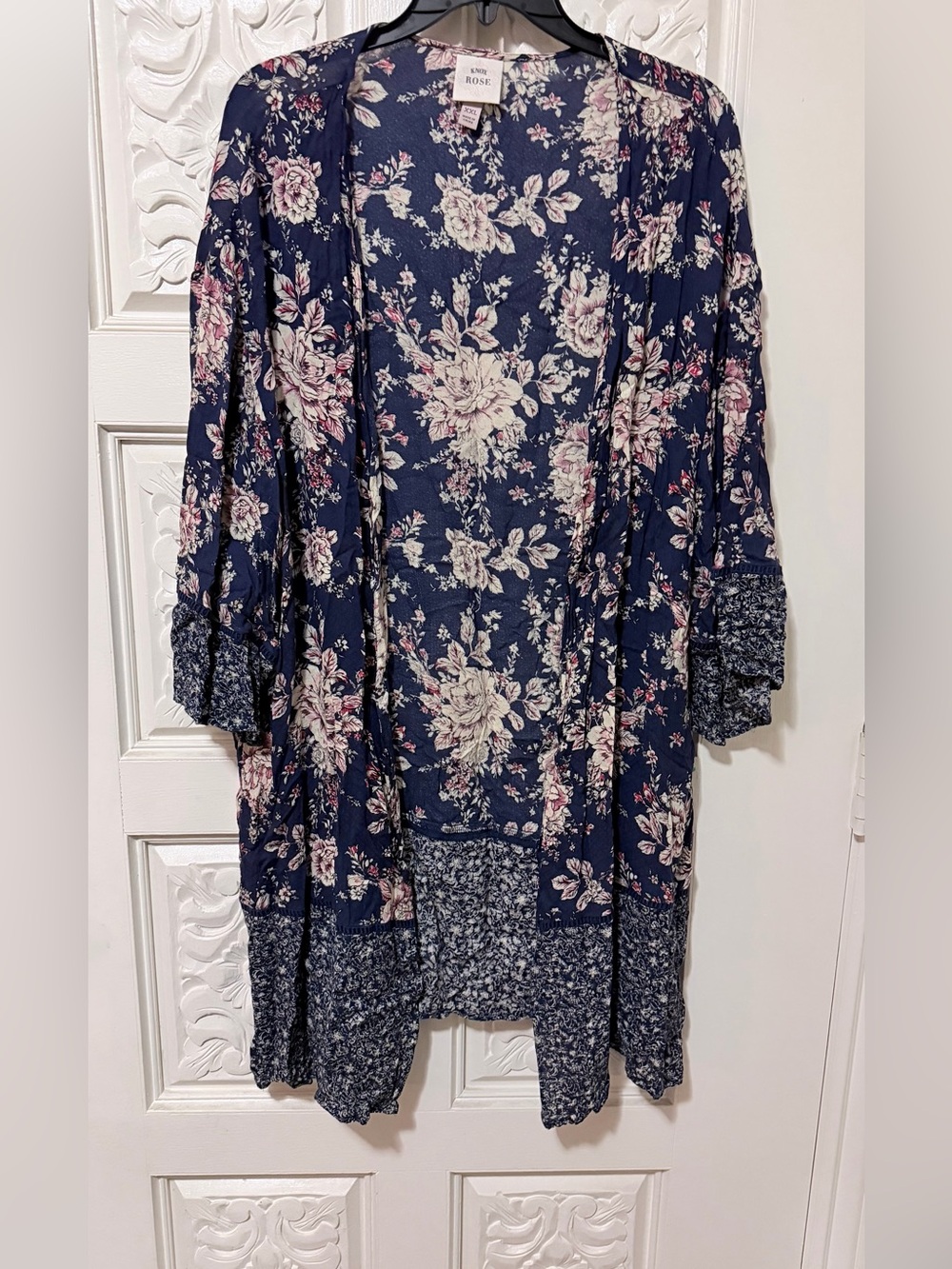 Knox Rose Navy Floral Open Cardigan XXL